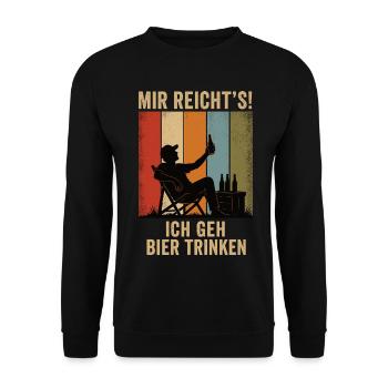Mir reicht's Ich geh Bier trinken Retro Shirt - Unisex Pullover - Schwarz - Vorne - Alina (178cm) & Michal (187cm)