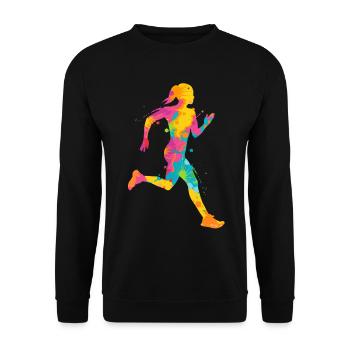 Courir Jogging coloré Femmes Enfants Filles Coureur - Sweat-shirt Unisexe - noir - Devant - Alina (178cm) & Michal (187cm)