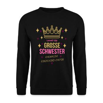 Monte de niveau Grande Sœur - Cadeau pour un enfant unique - Sweat-shirt Unisexe - noir - Devant - Alina (178cm) & Michal (187cm)