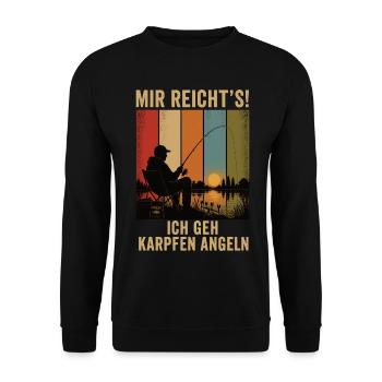 Mir reicht's Ich geh Karpfen angeln Retro Shirt - Unisex Pullover - Schwarz - Vorne - Alina (178cm) & Michal (187cm)