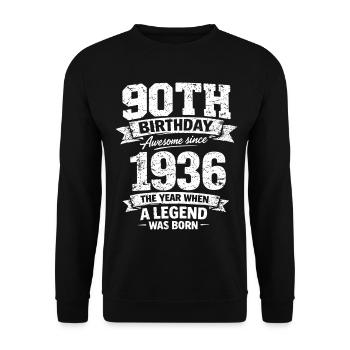 90th Birthday 1936 Legend Vintage Design - Unisex Sweatshirt - black - Front - Alina (178cm) & Michal (187cm)