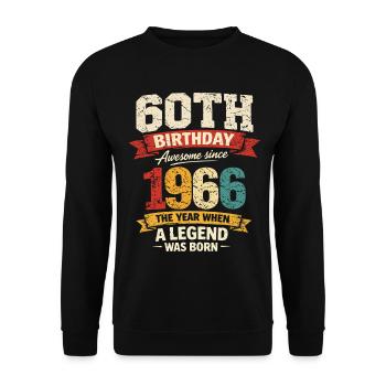 60 Years Anniversary Legend 1966 – Vintage - Unisex Pullover - Schwarz - Vorne - Alina (178cm) & Michal (187cm)