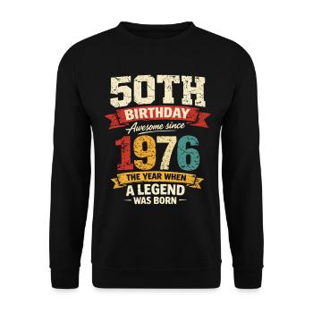50 Years Anniversary Legend 1976 - Vintage - Unisex Sweatshirt - black - Front - Alina (178cm) & Michal (187cm)