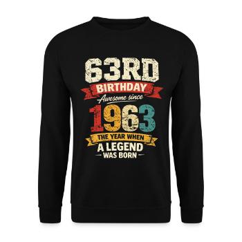63 Jahre alte Geburtstagslegende 1963 – Vintage - Unisex Pullover - Schwarz - Vorne - Alina (178cm) & Michal (187cm)