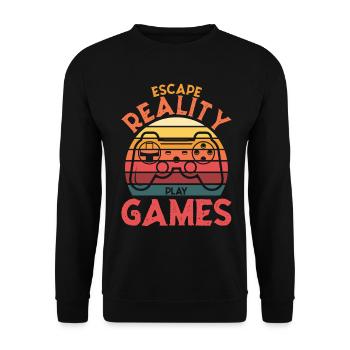 Escape Reality – Manette rétro Games & Play - Sweat-shirt Unisexe - noir - Devant - Alina (178cm) & Michal (187cm)
