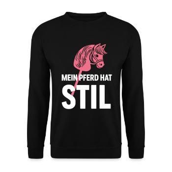 Hobby Horse | Mein Pferd hat Stil | Sport - Unisex Pullover - Schwarz - Vorne - Alina (178cm) & Michal (187cm)
