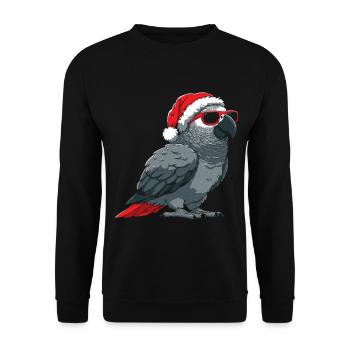 Perroquet gris d’Afrique oiseau de Noël - Sweat-shirt Unisexe - noir - Devant - Alina (178cm) & Michal (187cm)