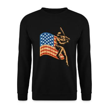 Joueur de baseball Waffle USA Drapeau - Sweat-shirt Unisexe - noir - Devant - Alina (178cm) & Michal (187cm)