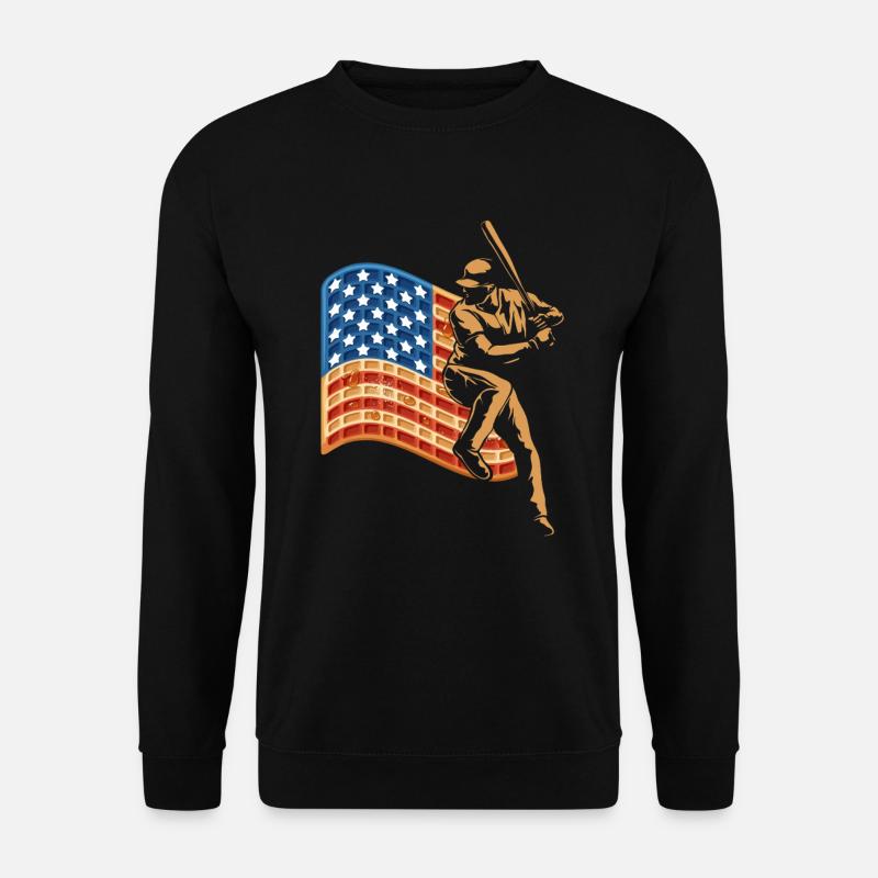 Baseball Player Waffle USA Flag - Unisex Sweatshirt - black
