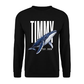 Timmy Wal Est 2026 Buckelwal Shirt - Unisex Pullover - Schwarz - Vorne - Alina (178cm) & Michal (187cm)