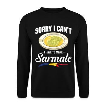 Sarmale-Kostüm-Snackgericht Rumänische Flagge Sarmale - Unisex Pullover - Schwarz - Vorne - Alina (178cm) & Michal (187cm)