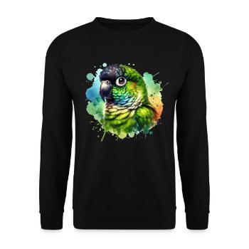 Nandays' parakeet motif - Unisex Sweatshirt - black - Front - Alina (178cm) & Michal (187cm)