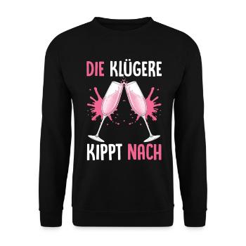 Die Klügere Kippt Nach - Unisex Pullover - Schwarz - Vorne - Alina (178cm) & Michal (187cm)