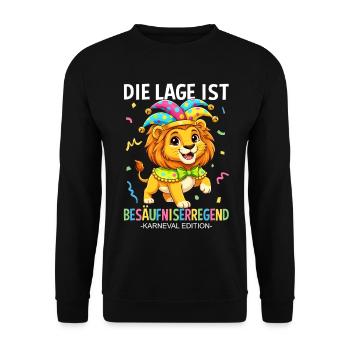 Die Lage Ist Besäufniserregend Karneval Löwe - Unisex Pullover - Schwarz - Vorne - Alina (178cm) & Michal (187cm)