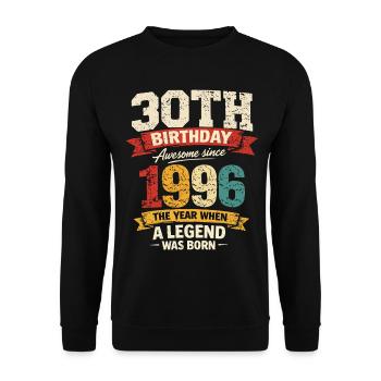30 Ans Anniversaire Légende 1996 - Vintage - Sweat-shirt Unisexe - noir - Devant - Alina (178cm) & Michal (187cm)