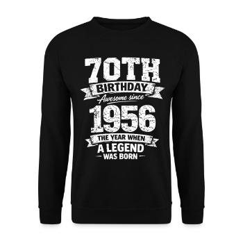 70th Birthday 1956 Legend Vintage Design - Unisex Sweatshirt - black - Front - Alina (178cm) & Michal (187cm)