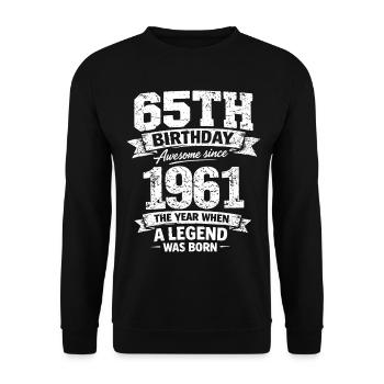 65th Birthday 1961 Legend Vintage Design - Unisex Sweatshirt - black - Front - Alina (178cm) & Michal (187cm)