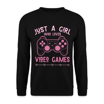 Just a Girl Loves Video Games – Gamerin - Unisex Sweatshirt - black - Front - Alina (178cm) & Michal (187cm)