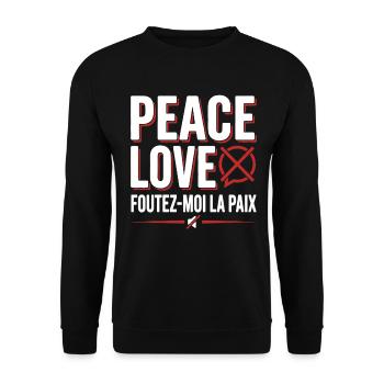 Paix et Amour Foutez-Moi La Paix - Sweat-shirt Unisexe - noir - Devant - Alina (178cm) & Michal (187cm)
