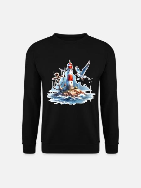 Lighthouse Anchor Seagull - Unisex Sweatshirt - black