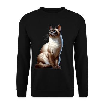 Siamkatze - Unisex Pullover - Schwarz - Vorne - Alina (178cm) & Michal (187cm)
