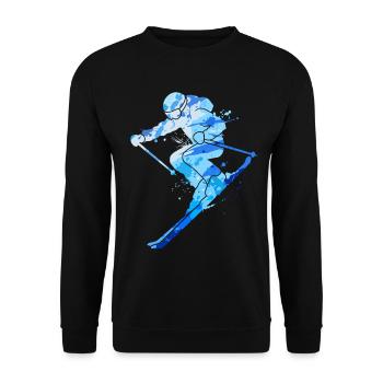 Skifahren bunt Skifahrer Kinder Herren Jungen Ski - Unisex Pullover - Schwarz - Vorne - Alina (178cm) & Michal (187cm)