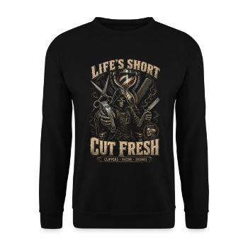 Barber Barbier Cut Fresh - Unisex Pullover - Schwarz - Vorne - Alina (178cm) & Michal (187cm)