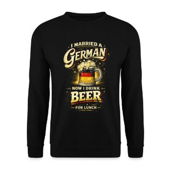 Verheiratet Mit Einem Deutschen - Unisex Pullover - Schwarz - Vorne - Alina (178cm) & Michal (187cm)