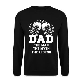 PAPA L’HOMME LE MYTHE LA LÉGENDE Emblème de la bière - Sweat-shirt Unisexe - noir - Devant - Alina (178cm) & Michal (187cm)