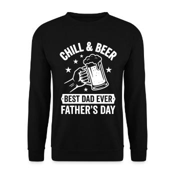 CHILL & BEER BEST DAD’S EVER Logo de la fête des pères - Sweat-shirt Unisexe - noir - Devant - Alina (178cm) & Michal (187cm)