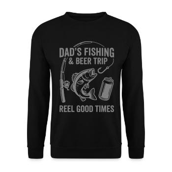 DADS FISHING AND BEER TRIP REEL GOOD TIMES - Unisex Sweatshirt - black - Front - Alina (178cm) & Michal (187cm)