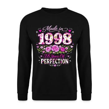 Cadeau 28 Ans Femme - Anniversaire 1998 Floral - Sweat-shirt Unisexe - noir - Devant - Alina (178cm) & Michal (187cm)