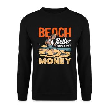 Détecteur de métaux sur la chasse au trésor sur la plage - Sweat-shirt Unisexe - noir - Devant - Alina (178cm) & Michal (187cm)