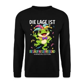 Die Lage Ist Besäufniserregend Karneval Frosch - Unisex Pullover - Schwarz - Vorne - Alina (178cm) & Michal (187cm)