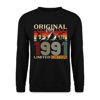 Cadeau du 35e anniversaire Original mai 1991 - Sweat-shirt Unisexe - noir - Devant - Alina (178cm) & Michal (187cm)