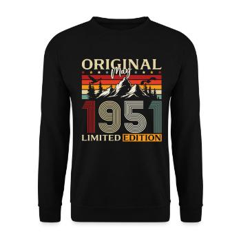 75th Birthday Gift Original May 1951 - Unisex Sweatshirt - black - Front - Alina (178cm) & Michal (187cm)