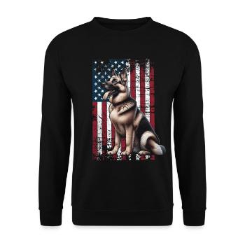 German Shepherd US Deutscher Schäferhund - Unisex Pullover - Schwarz - Vorne - Alina (178cm) & Michal (187cm)