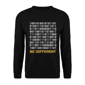 Be Different: Binary Pattern with Message - Unisex Sweatshirt - black - Front - Alina (178cm) & Michal (187cm)