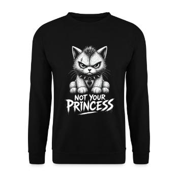 Pas ta princesse – Chat anti-princesse - Sweat-shirt Unisexe - noir - Devant - Alina (178cm) & Michal (187cm)