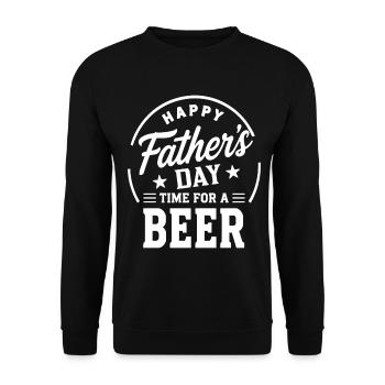HAPPY FATHERS DAY TIME FOR A BEER Papa Emblem - Unisex Sweatshirt - black - Front - Alina (178cm) & Michal (187cm)