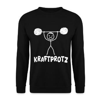 Strichmännchen KRAFTPROTZ Lustiges - Unisex Pullover - Schwarz - Vorne - Alina (178cm) & Michal (187cm)