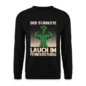 Gewichtheben DER STÄRKSTE LAUCH IM FITNESSSTUDIO - Unisex Pullover - Schwarz - Vorne - Alina (178cm) & Michal (187cm)