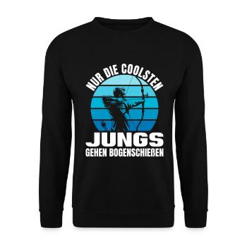 Coolste Jungs gehen Bogenschießen - Bogensport - Unisex Pullover - Schwarz - Vorne - Alina (178cm) & Michal (187cm)