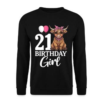21 Birthday Girl - Unisex Pullover - Schwarz - Vorne - Alina (178cm) & Michal (187cm)