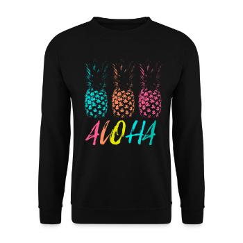 Hawaii Vacation Aloha Pineapple Trio - Unisex Sweatshirt - black - Front - Alina (178cm) & Michal (187cm)