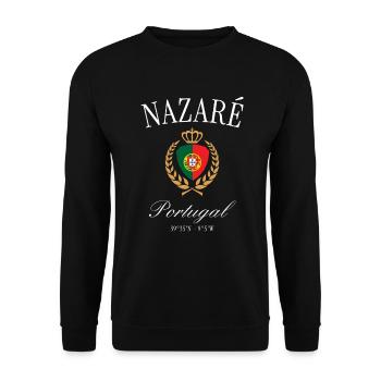 Nazaré Portugal Wappen Krone – Reise Souvenir - Unisex Pullover - Schwarz - Vorne - Alina (178cm) & Michal (187cm)