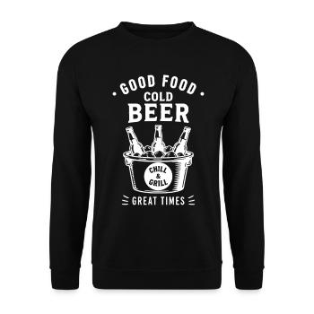 GOOD FOOD COLD BEER CHILL AND GRILL Summer - Unisex Sweatshirt - black - Front - Alina (178cm) & Michal (187cm)