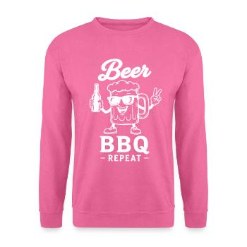 BEER BBQ REPEAT Grillen Bier Grafik - Unisex Pullover - Pink - Vorne