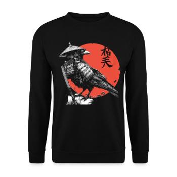 Raven Samurai in Red Sun - Unisex Sweatshirt - black - Front - Alina (178cm) & Michal (187cm)