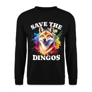 Australischer Wildhund Save Dingo - Unisex Pullover - Schwarz - Vorne - Alina (178cm) & Michal (187cm)